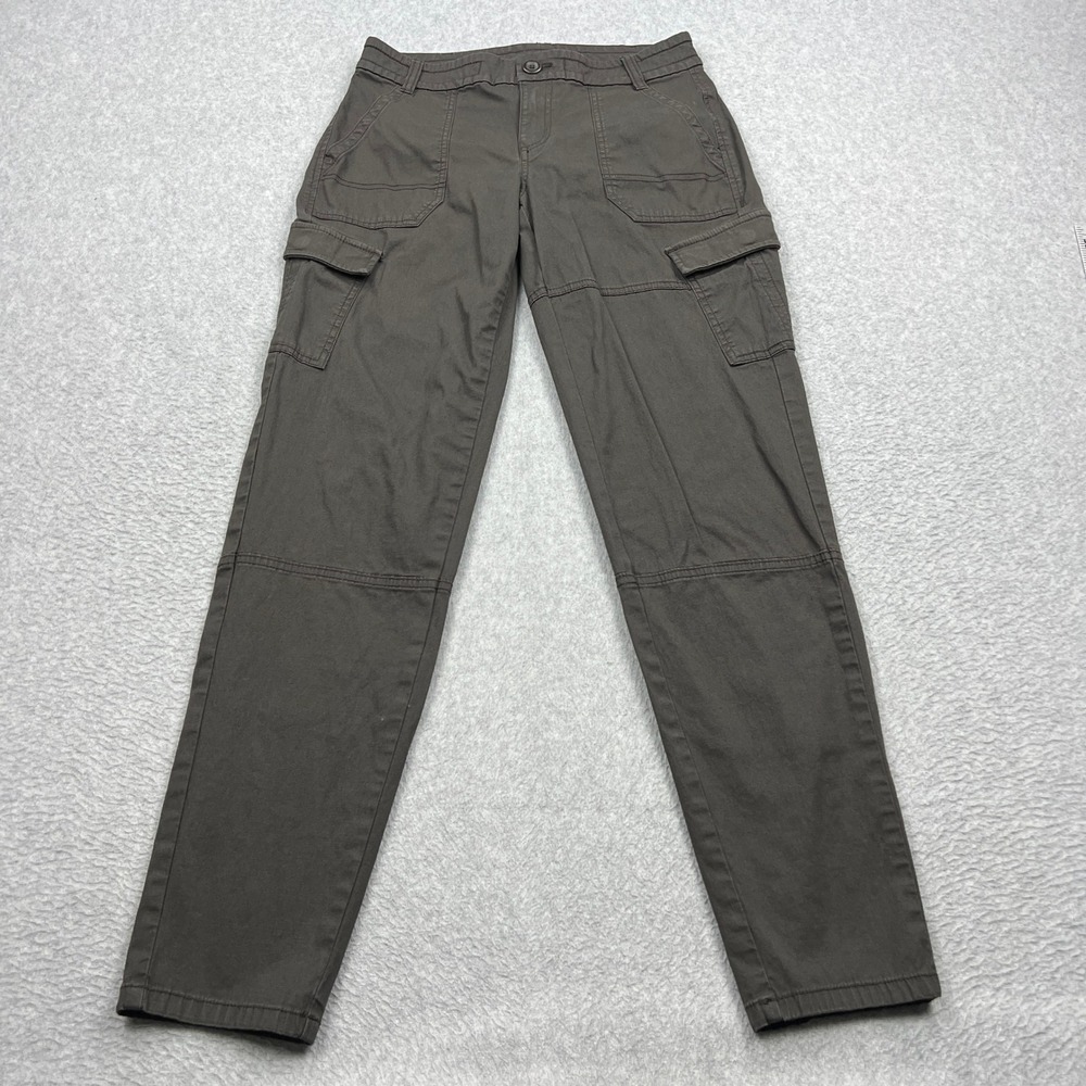 prAna Cargo Pants Women's 4 Gray Hiking Outdoor Utility Straight Taper Pocketed